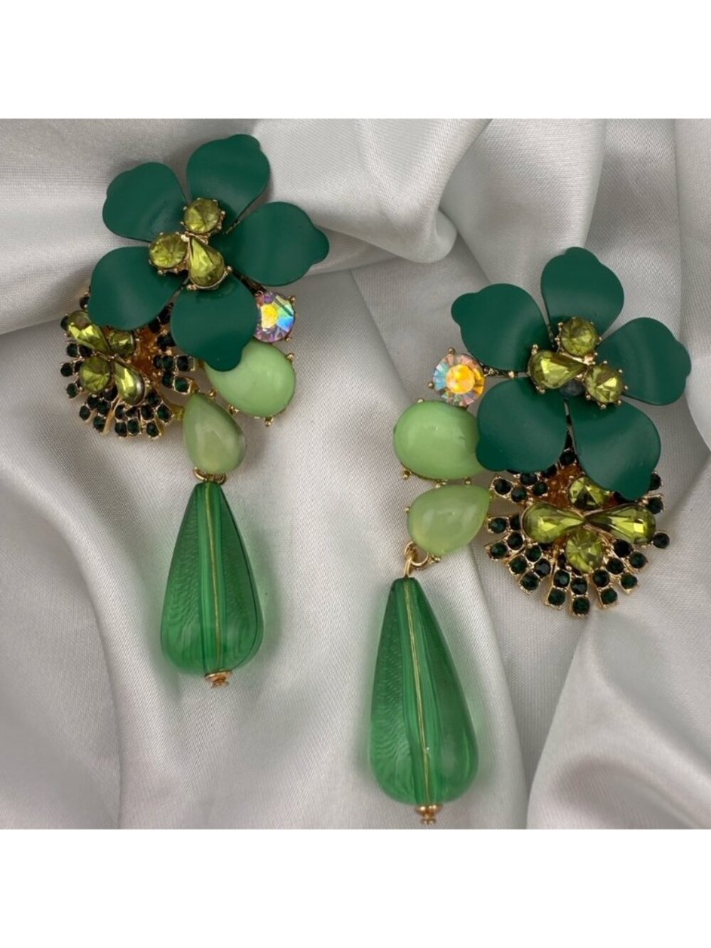 Bohemian colourful Elegant Green Floral Earrings